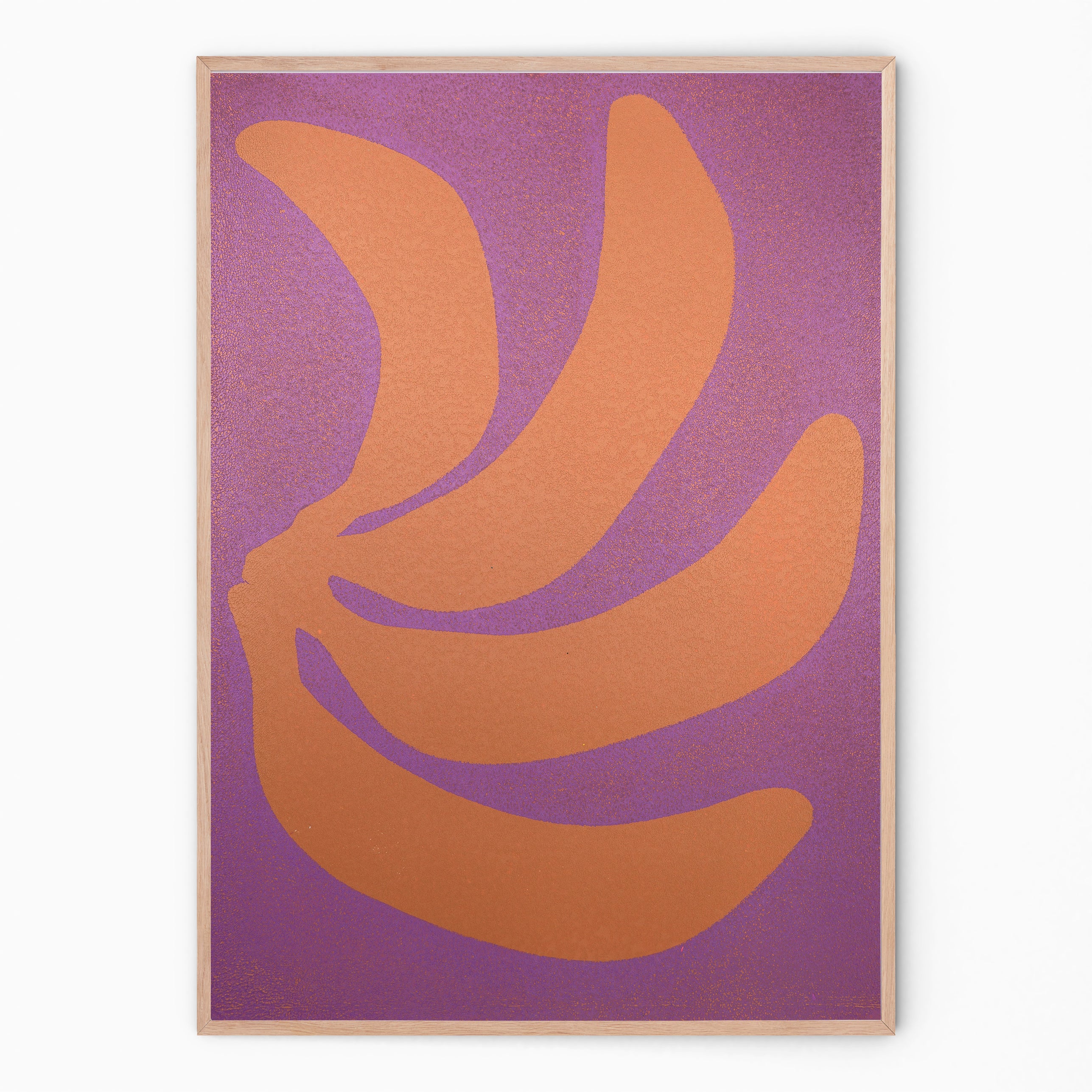 Colorful wall art in purple and peach I Handmade poster Enkel Art Studio