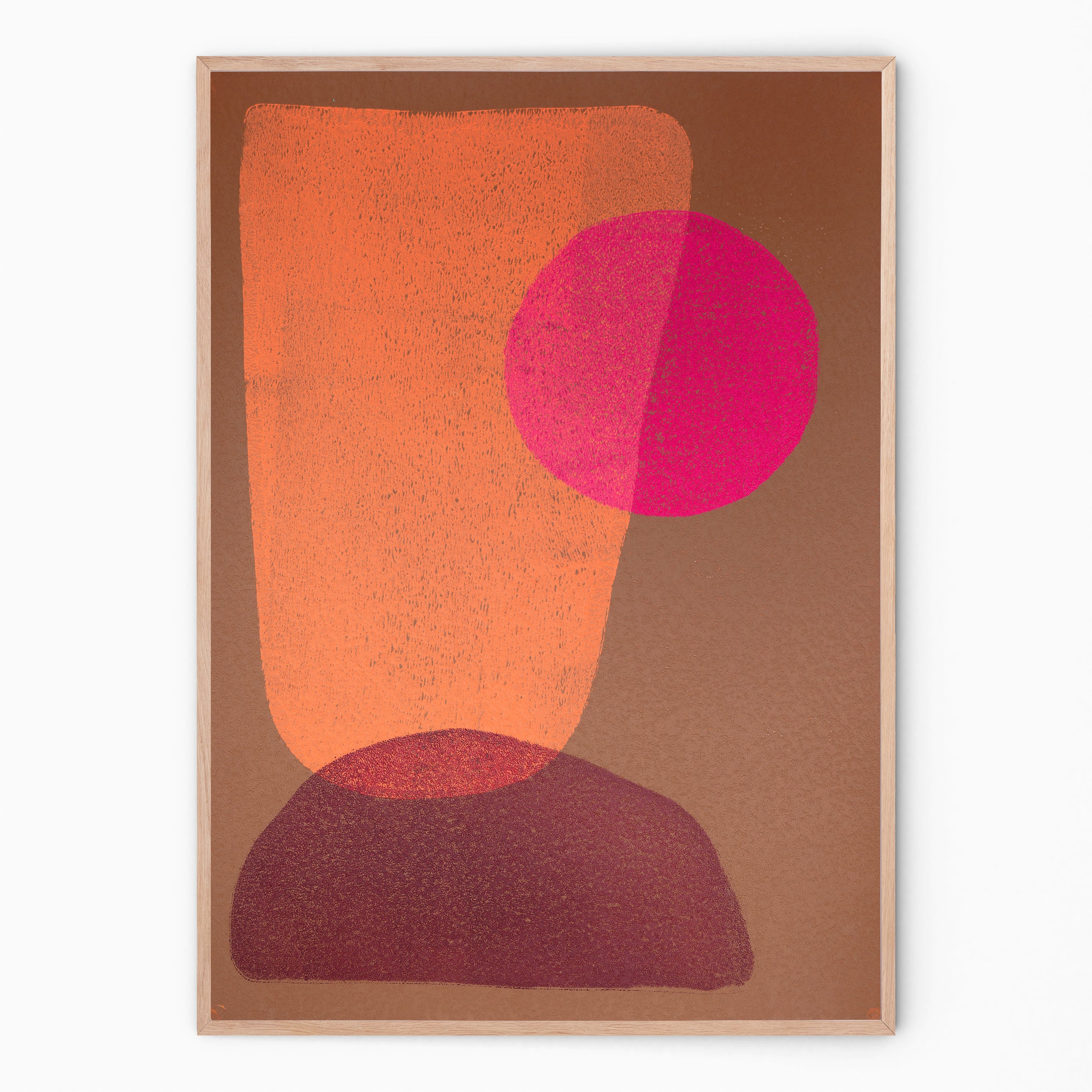 Colorful print with curved shapes I Handmade poster Enkel Art Studio