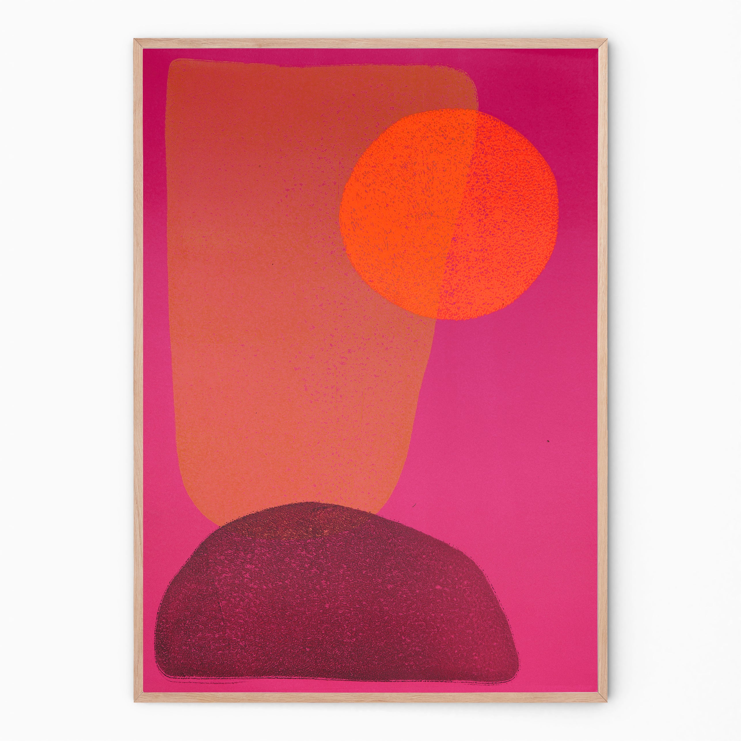 Colorful print with curved shapes I Handmade poster Enkel Art Studio