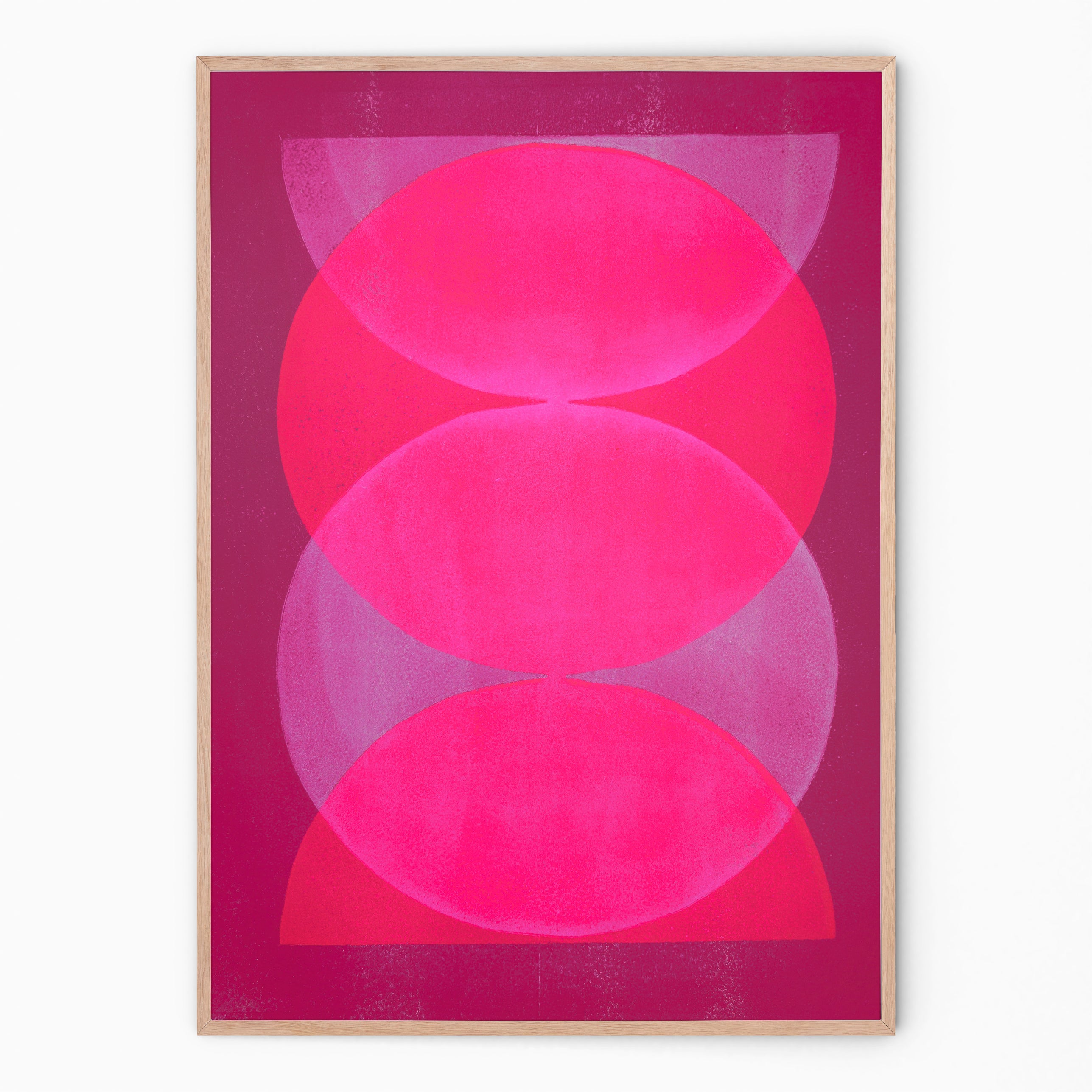 Fluor pink and lilac Round wall decoration I Handmade poster Enkel Art Studio