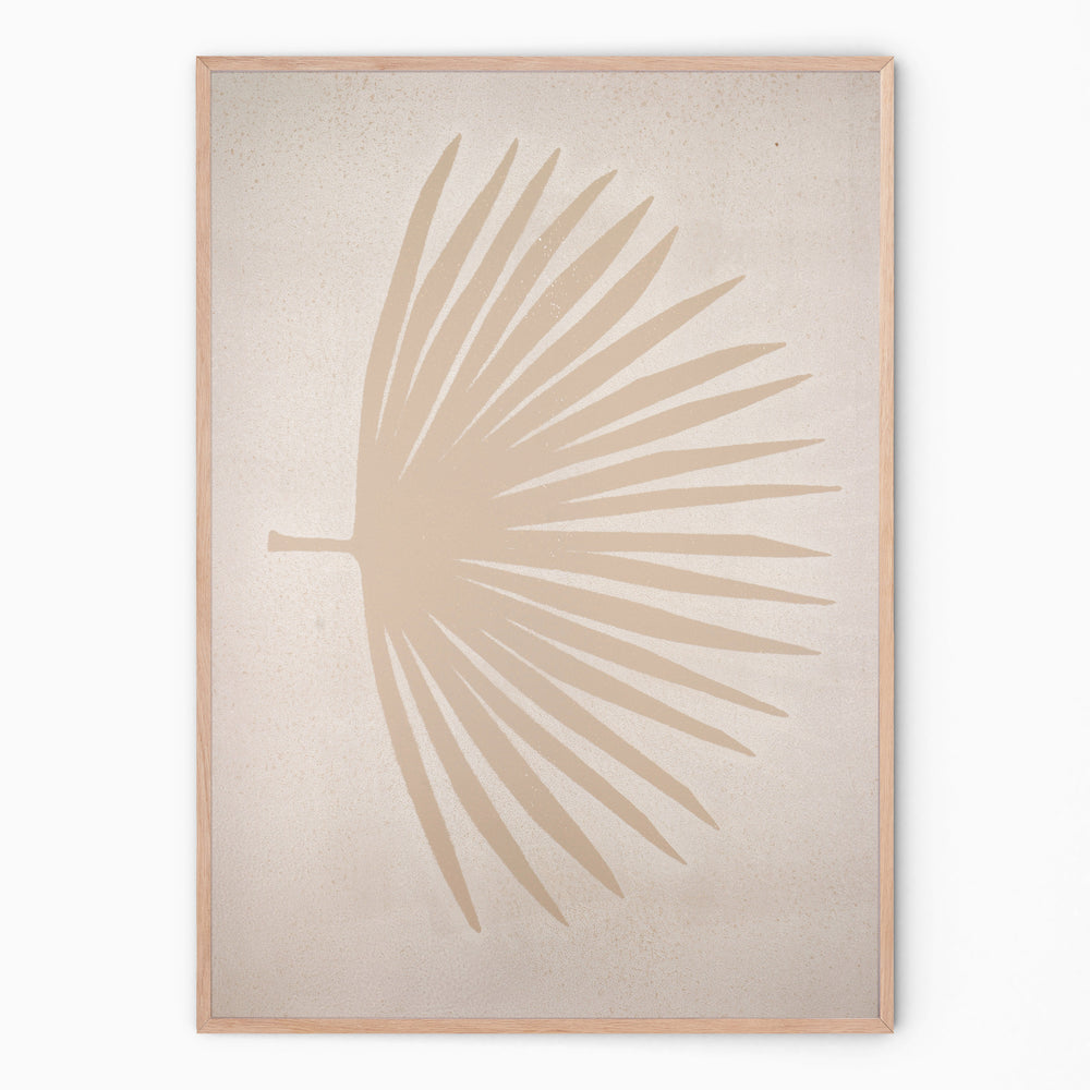 Beige and chalk botanical print with palm branch I Handmade poster Enkel Art Studio